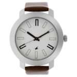 Fastrack NS3120SL01 Quartz Analog White Dial Leather Strap Watch