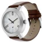 Fastrack NS3120SL01 Quartz Analog White Dial Leather Strap Watch